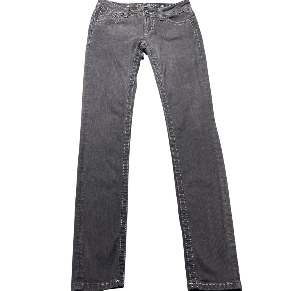 Miss Me Jeans Womens 27 Gray Charcoal Wash Low Rise Skinny Stretch Denim 27x33